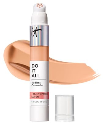 IT Cosmetics, Do It All Radiant Concealer, Corrige, Ilumina y Rellena la Piel, Larga Duración, Antiojeras, Tez Luminosa, Formulado con Sérum Multivitaminas, 7 ml, Tono: Medium Neutral 305