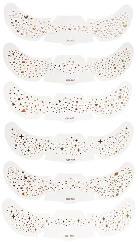 6 PCS Tatuaggi Glitterati con Lentiggini e Pellicola Dorata, Glitter Freckles, Speckles Make-up, Tatuaggi Temporanei Impermeabili per il Viso, Accessori Scintillanti per Feste e Occasioni Speciali