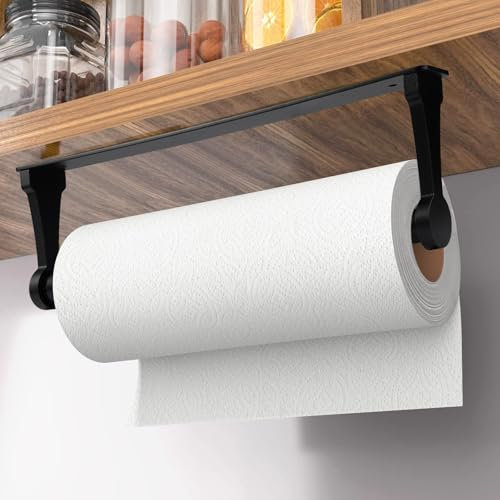 32cm Portarotolo da Cucina con Adesivo, Autoadesivo Porta Rotoli Cucina Senza Trapano, Porta Rotolo Cucina Montaggio a Parete, Organizer da Cucina per Rotolo, Autoadesivo o Forato per Cucina, Bagno