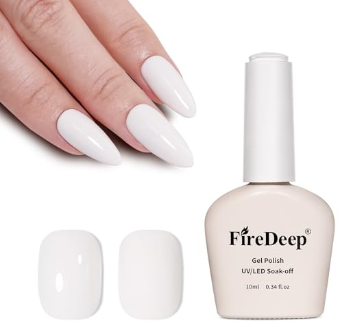 Firedeep 10ml Hema Free Gel Polish White Color Gel Nail Polish Soak Off UV LED Cured Manicure Gift for Art DIY and Salon for Women and Girls
