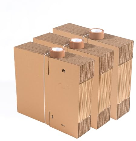 Lot de 60 cartons de déménagement pour livres 35x27,5x30cm avec 3 adhésifs kraft offerts