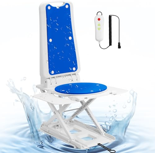 Portable Floor & Bath Lift, Lightweight Foldable IPX8 Waterproof Lift for Seniors, Electric Chair Lift, Remote Control Floor Lift with Padded Backseat, Bathtub Lift Elderly from Floor