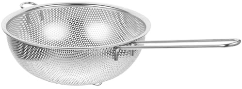 YARNOW Colador de Malla Fina de Acero Inoxidable Mango Único, Cesta para Freír y Escurrir Alimentos Pesados en Cocina Doméstica