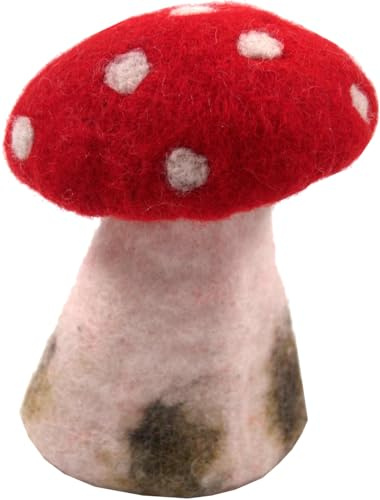 GURU SHOP Filz Eierwärmer, Handgemachte Filzdekoration aus Nepal, Filzfigur - Fliegenpilz, 12x8x8 cm