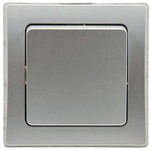 DELPHI Wechsel-Schalter Lichtschalter 230V Unterputz mit 1-fach Rahmen kombinierbar mit Mehrfachrahmen Silber Grau