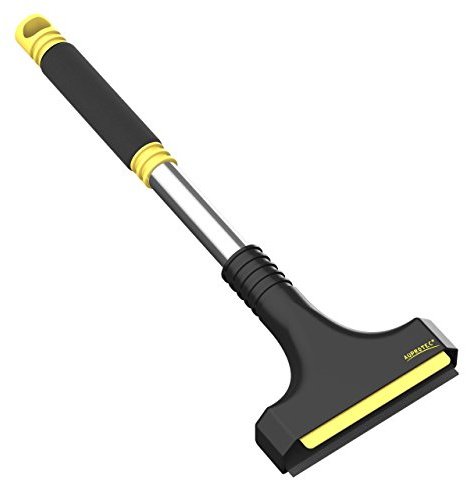 AUPROTEC Eiskratzer mit Gummilippe – A 12 / Eiskratzer Auto mit rutschfestem Softgriff/Scheibenkratzer Auto/Schneekratzer Auto/Scheibenkratzer Winter/Eisschaber Auto – schwarz-gelb