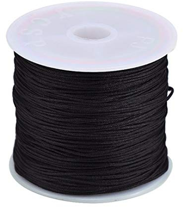 LANSEYQO 45 M Nylonschnur 0.8mm Faden Stoff Handwerk Schnur für DIY Halskette Armband Handwerk Schmuckherstellung (Schwarz)