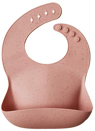 mushie Bavoir Bébé en Silicone | Bavoirs Imperméables Réglables | Bavoirs Faciles à Essuyer | 4 Tailles Réglables Avec Poches Avant Profondes | 100% Sans BPA et Phtalate | Peach Terrazzo