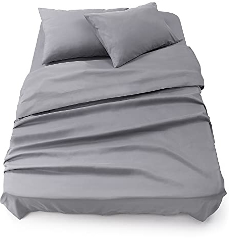 Blumtal® Bäddset 3-delat set - OEKO-TEX-certifierat set om 3 - underlakan 135x190x30cm + underlakan utan resår 220x275cm + 2x örngott 50x80cm - mikrofiberlakan & örngott - grå