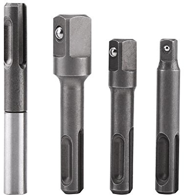 Mandrino SDS Con Adattatore, 4 pezzi codolo SDS Plus a adattatore per presa esagonale 1/4 e connettore di prolunga per punta quadrata 1/4 3/8 1/2 utilizzato per trapani e punte