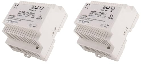 Fegtrty 2X Transformador -60-12 Fuente de Alimentación de Riel DIN Industrial de 12 Voltios Y 5 Amperios Fuente de Alimentación de 220 V CA Una 12 V CC (12 V)