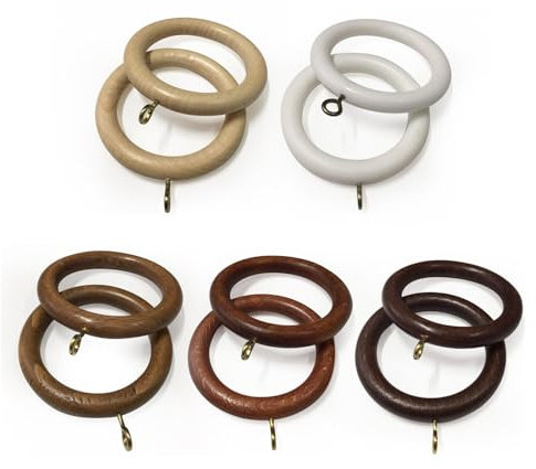 TENDEEVOLUTION - Anelli per Tende Legno diametro 70 mm per Bastone Tenda da Interno da 35 mm in diversi Colori. Anelle Tende in Legno (NOCE)