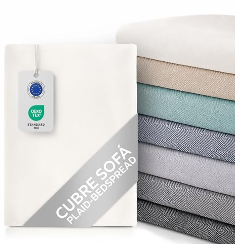 Textilhome Cubre Sofá Multiusos Dante 230x285 cm Foulard Manta Crudo