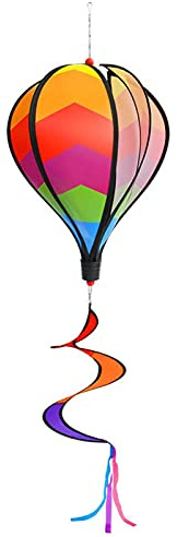 Danfer Moulin à Vent Montgolfière, Ballon à Air Chaud Girouette Ballon Hot Air Spinner à Vent Ballon à Spirale en Tissu Girouette à Vent Suspendu Arc en Ciel Décoration de Fête