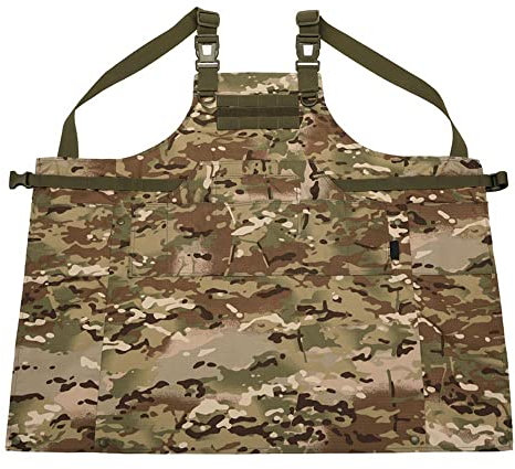 Vmokki Schürze mit 12 Taschen Steckschnallen Wasserfest Verstellbare Kochschürze Grillschürze Arbeitsschürze Männer Frauen Geschenk für Küche, Garten, Arbeit (Tarnfarbe)