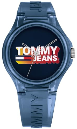 Tommy Hilfiger Analog Quarzuhr Unisex mit Marinblaues Silikonarmband - 1720028