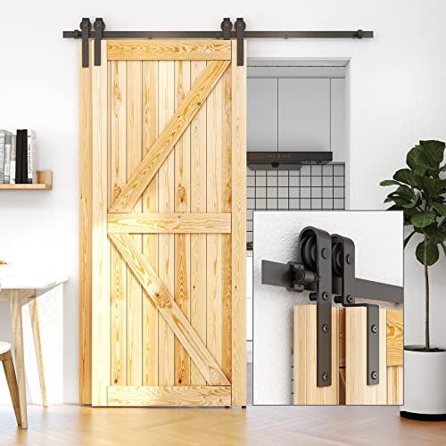 ETIASQSA 200CM/6.6FT Bypass Quincaillerie De Porte Coulissante Kit Porte Coulissante Rail pour système de quincaillerie à double porte Style Classique