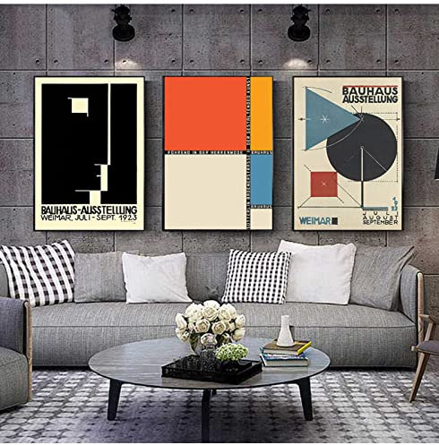 Abstrakte Kunstdrucke, Modernes, Minimalistisches Bauhaus-Poster, Wandkunst, 3-Teilig, Leinwand, Gemälde, Bild, Heimdekoration 24X32 Kein Rahmen