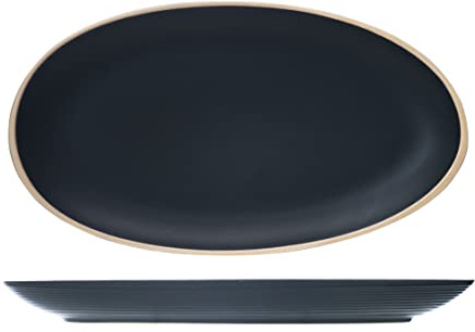 Cosy & Trendy Assiette Ovale GALLOWAY 29.5X16CM-Lot de 6, Noir