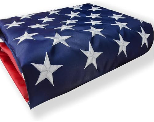 Drapeau américain robuste de 1,5 x 2,4 m pour l'extérieur, drapeaux de 1,5 x 2,4 m, fabriqué aux États-Unis, étoiles brodées, rayures cousues, protection UV, œillets en laiton