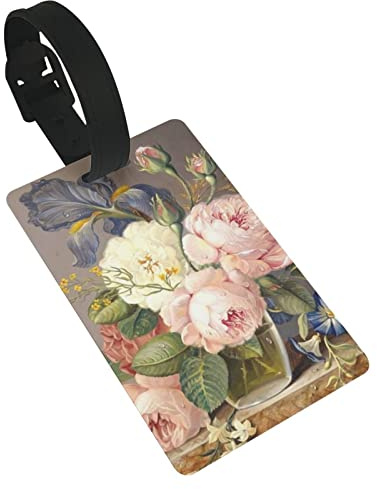 Digital Flower 2 Stück Gepäckanhänger, Sichtschutzabdeckung ID Label Loop und Adresskarte für Reisetasche Koffer