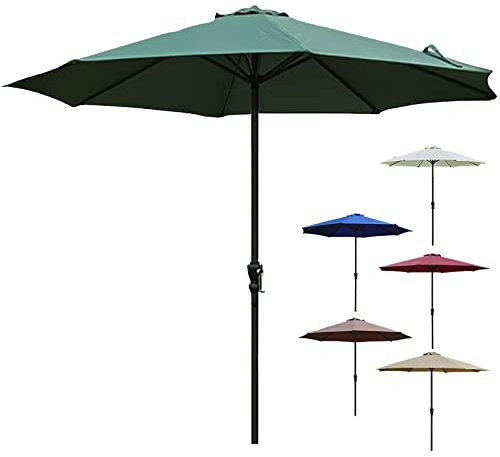 SAGIDAR Rund Terrassenschirm, Regenschirm Sturmfest, Sonnenschirm Für Strand, 2.7mx2.5m, Mit 8 Rippen/Handkurbel, Ohne Basis, Für Reise, Sport, Picknick Und Mehr, Lange Nutzungsdauer
