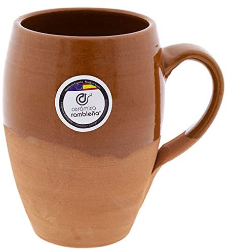 CERÁMICA RAMBLEÑA | Vaso de cerveza | Vaso jarra barro rojo - Modelo 06 | Jarras de cerveza en barro rojo | Vasos de agua | 100% hecho a mano | 330 ml