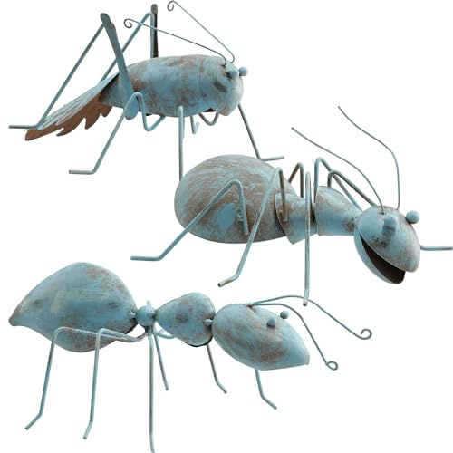 Melan-Store Ameisen Set 3 Figuren für den Garten, Balkon, Terasse - Gartendeko aus Metall 26cm - Gartenfiguren Deko Eisen