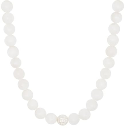 BERGERLIN Mondstein Halskette echt - Perlenkette mit 925 Sterling Silberperle - Echte Mondstein Kette in Größe M-L