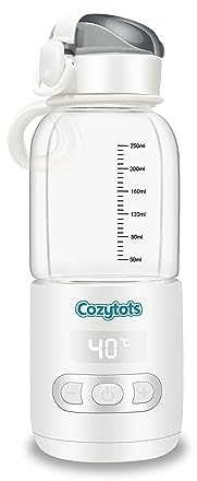 Cozytots Tragbarer Flaschenwärmer Baby unterwegs, Mobile babyflaschenwärmer mit temperatur Wasserwärmer, Temperatura regolabile da 37°C a 55°, 250ML