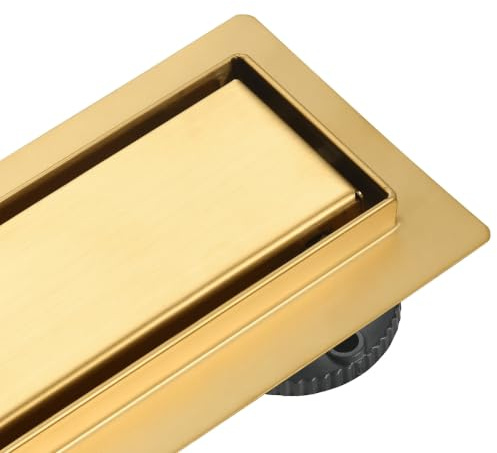 Duschrinne AquaUno Basic – 70 cm Gold | AISI-304-Edelstahl; 49 l/min; 52 mm Einbauhöhe; befliesbare Wendeabdeckung; für bodengleiche Duschen