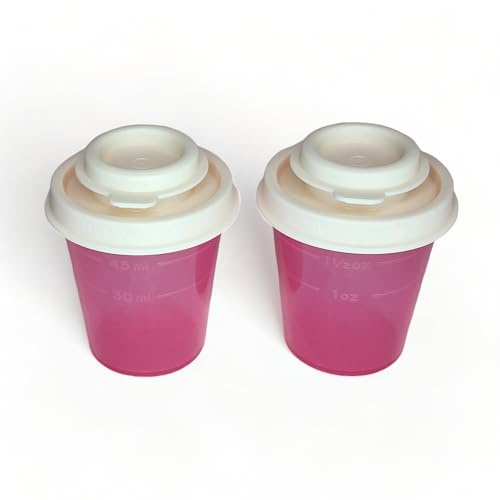 Tupperware Mini salero y pimentero de 2 onzas, color rosa con tapas de crema