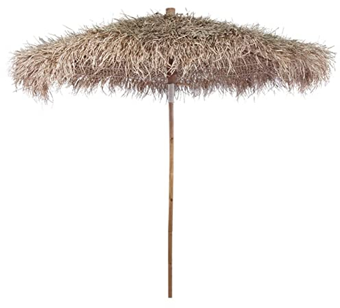 Mengtu Bambus-Sonnenschirm mit Bananenblatt-Dach Balkonschirm Strandschirm Gartenschirm Terrassenschirm Sonnenschutz Gartenschirm für Garten Strand Terrasse 270 cm Garten Möbel