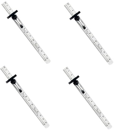 DOITOOL 4 Stück Nählineal pocket scale stahllineal Präzisions-Taschenlineal gerade Lineale Messgerät Taschenlineale Lineal zeichnen Gerades Lineal nähen Lineal aus Stahl Messlehre Metall