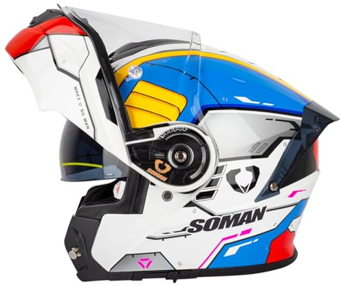 Motorradhelm Klapphelm Doppelvisier Modularer Helm ECE/DOT Zertifiziert Integralhelm Vollvisierhelm Motocross Scooter Sturzhelm Roller Helm für Erwachsene Damen Herren 3,XL