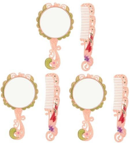 FOMIYES 3 Sets Handspiegel Leicht Kleiner Handspiegel Für Damen Schminkspiegel Aus Metall Mit Kamm Spiegel Im Vintage-Stil Für Damen