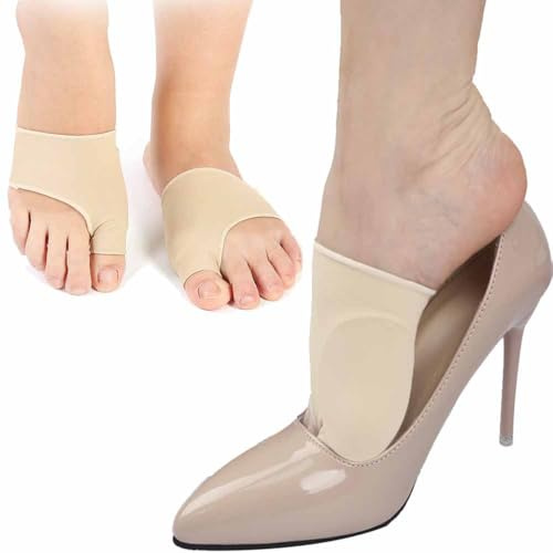 Norhogo 1 Paar Großer Zeh & Fußzehen Entlastung Vorfusspolster- Rutschfeste Fußschützer, Hallux Valgus Socken, Ballenzehen für Hammer Zehe Schmerzlinderung für Damen & Herren, Hautton Größe S 35-40