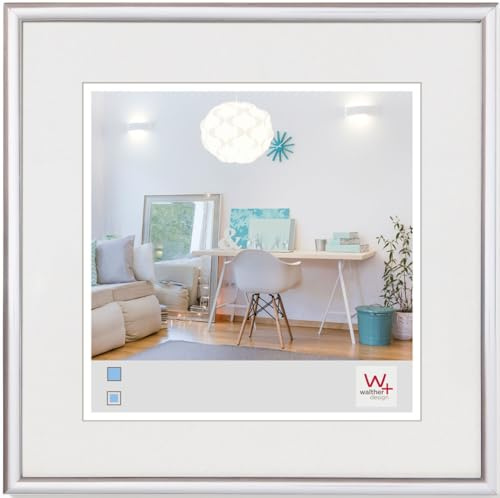 walther design Bilderrahmen New Lifestyle Kunststoffrahmen 20x20 cm Silber, 3er Pack, KV220S3