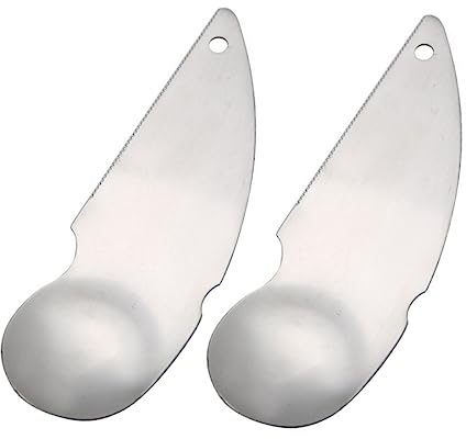 Alipis Cucharas Peladoras y Cortadoras De Kiwi Acero Inoxidable, Diseño Doble Función Cuchara y Cortador Dentado, Tamaño Compacto, Aptas Para Cocina y Extracción De Pulpa De Fruta, Juego De 2 Piezas
