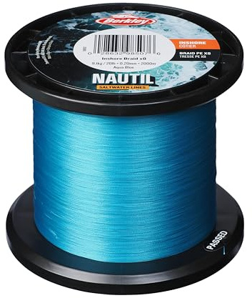 Berkley Nautil Inshore Braid | Ultra-weiche und Starke geflochtene PE-Angelschnur | Große Wurfweite | Geflochtene Schnur für Salzwasser und Süßwasser zum Spinnfischen und Casting | 0,45mm, 80lb, 300m