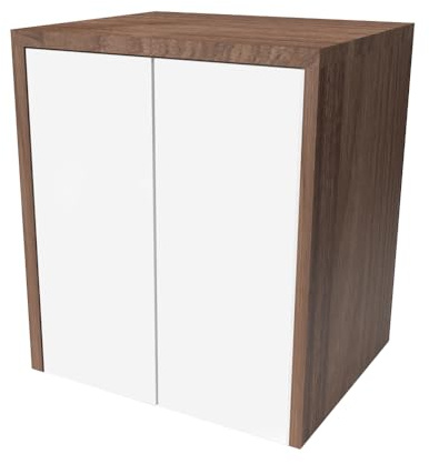 Mobile coprilavatrice e asciugatrice con ante 79x91 cm bianco e legno, in kit di montaggio con ingombro 70x86 cm e retro aperto, WANDA
