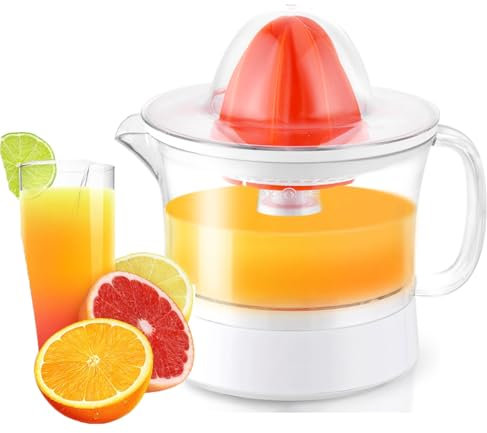 OFNHJK Extracteur de Presse-Agrumes électrique, contrôle de la pulpe Compact de 500 ML, Oranges, Citrons, Citrons Verts, Pamplemousses avec Bec verseur Facile, sans BPA Orange