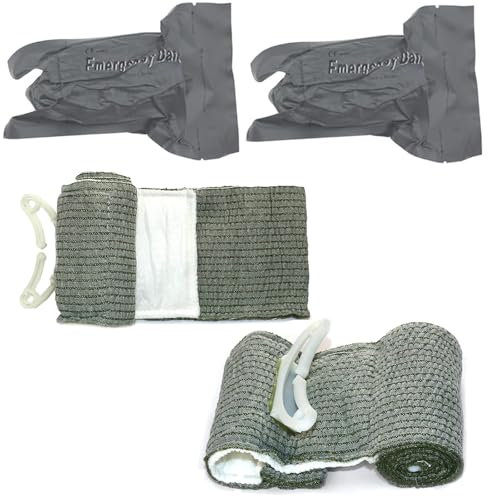 Lot de 2 bandages israéliens de 10,16 cm, pansements d'urgence, garrot élastique, pansements militaires, premiers secours tactiques pour sports de plein air, camping, randonnée et escalade