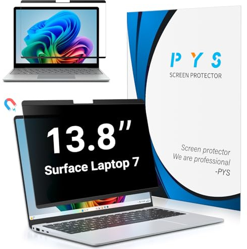 PYS Magnetic Privacy Screen for Microsoft Surface Laptop 7 13.8 Inch - Anti-Spy, Matte Finish Anti-Glare Screen Protector, Blue Light Filter, Easy Install & Detach, Scratch-Resistant