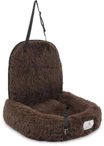 Pfoten&Nasen® 2 In 1 Orthopädisches Hunde Autositz [Braun, 41X50X33cm] Für Große, Mittelgroße und Kleine Hunde, Hundebett, Hundesitz Auto Rückbank, Dog Car Seat, Hundekorb Auto.