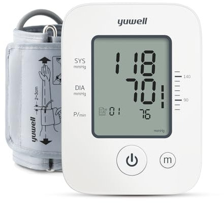 yuwell Blood Pressure Monitor, Extra Large Upper Arm Cuff, Digital Blood Pressure Machines for Home Use, Arm Bp Monitor with Large Display, USB Cable and Batteries are Include (YE660D)