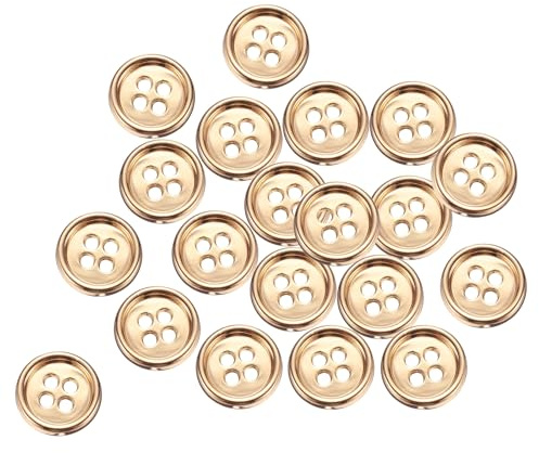 QUARKZMAN 20 Stück 12,5mm Metall Knöpfe, 4-Loch Runde Hemden Mäntel Kleidung Nähknöpfe für Dekoration Handwerk DIY Zubehör (Gold)