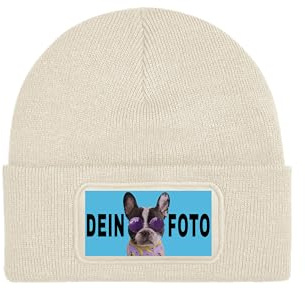 NIMAMA Kinder Beanie Mütze Bedrucken Lassen - Mit Wunschfoto personalisiert - Individuell als Geschenk für Jungen und Mädchen selbst gestalten