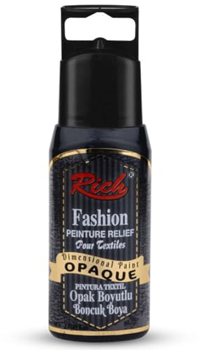 Rich Dimensional Perlenfarbe 60 ml Deckend– 3D-Effekt Wasserbasierte Hobby- und Künstlerfarbe – Für Textilien & Harte Oberflächen – Leicht aufzutragen – Brillante & Langlebige Farben -Schwarz