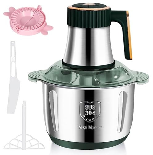Food Processor,Electric Food Processors&Chopper,Meat Grinder 5L Meat Blenders Food Chopper for Meat,Vegetables,Fruits and Nuts, Stainless Food Grinder,Noise 36dB,500W,5 Speed (Green-)